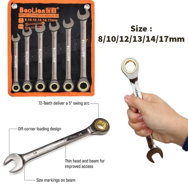 sg-11134201-7qvcx-lgg6ru795y4le9.webp 6pcs Ratchet Combination Wrench Set 8-17mm